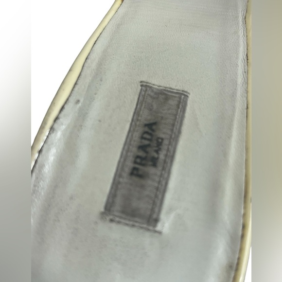 PRADA Patent Leather Peep Toe Heel Off-White 38.5 - Picture 8 of 15
